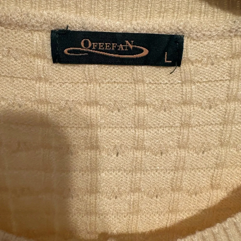 Cream Large Waffle Knit Gold Button Pockets Cardigan Old Money Classic - Picture 4 of 4